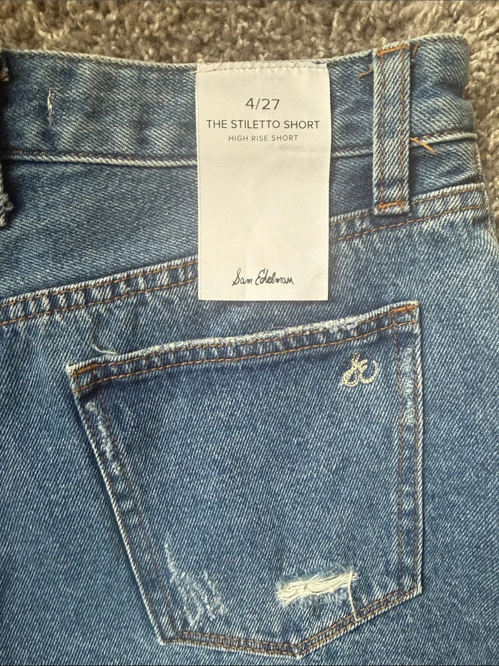 NWT Sam Edelman The Stiletto Jean Denim Shorts High Rise Short Size 4/27 - Picture 3 of 4